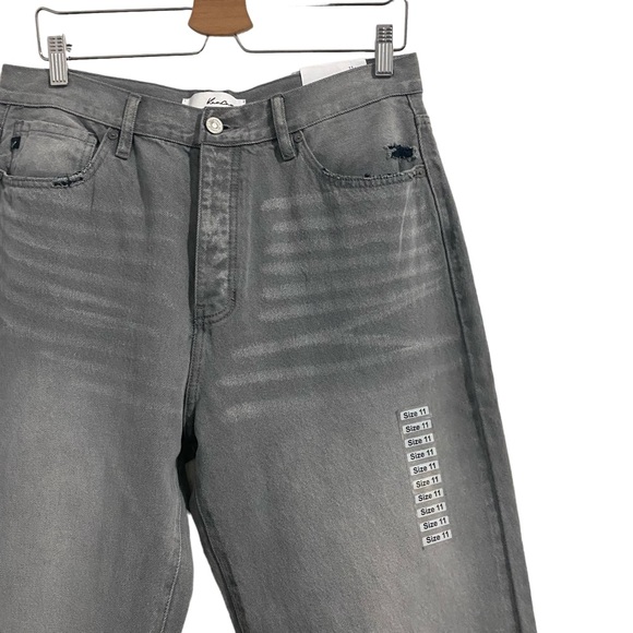 NWT Kancan 90s Gray Flare Wide Leg Distressed Jeans Womens 11 or 29 - Picture 3 of 8